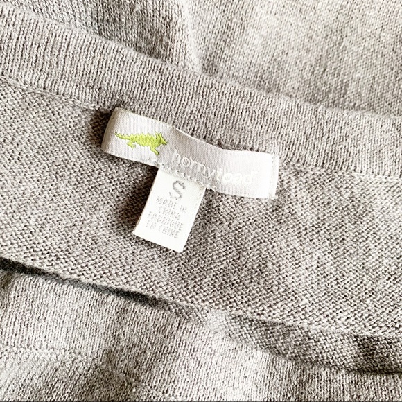 Horny Toad Sweater Women Small Striped Gray Lime Knit Linen Roll Tab Lightweight - Picture 4 of 5